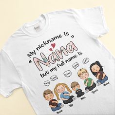 Searching for a heartfelt gift to make Grandma's day? This custom grandma tee shirt is sure to delight her! Surprise Grandma for Mother's Day, her upcoming birthday, retirement party, holidays or just because! She'll love seeing her beloved grandkids' names. The thoughtful details make this comfy tee a cherished keepsake. Perfect for any loving matriarch. Lounge in this custom grandma shirt on lazy weekends, wear it while baking cookies with the grandkids, or on family trips. The special persona Funny Personalized White T-shirt, Customizable White T-shirt For Personalized Gift, Personalized White Graphic Print T-shirt, Funny T-shirt With Custom Text For Gift, Custom Print White T-shirt For Personalized Gift, Funny Customizable T-shirt For Mother's Day, Customizable Funny T-shirt For Mother's Day, Personalized White Top With Name Print, Personalized White T-shirt As Gift