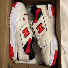 Men’s New Balance 550 Red/Black/Ivory Size 11.5 Never Worn, Run Small Fit Like 10.5/11 Matching Hoodie For Sale Also! New Balance 550 Red Black, New Balance 550 Red, Balance 550, Shoes New Balance, Balance Sneakers, New Balance Sneakers, New Balance Shoes, Red Accents, Mens Shoes Sneakers