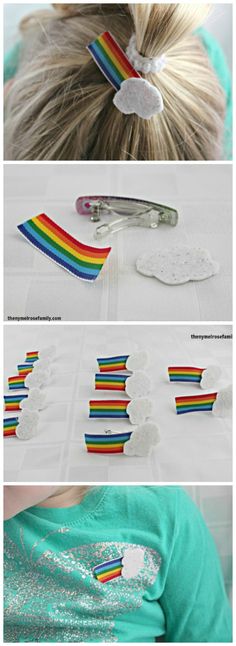 the process for making rainbow hair clips