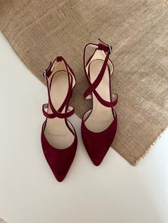 Burgundy Shoes Tips --If you are not sure about your size, you can contact us to find the right size for you. We will assist you. --If you need your product to reach you faster than usual, you can contact us. We will assist you. --Depending on the request of our customers, we can produce shoes and make customizations on our shoes. -1.1 inch (3 cm) -1.9 inch (5 cm -3.1 inch (8 cm) -Thousands of years of tradition of handmade shoes have produced these impressive shoes. -Our masters produced these Burgundy Heels Prom, Winter Formal Heels, Wine Red Shoes, Wine Red Heels, Prom Shoes Low Heeled, Burgundy Wedding Shoes, Dark Red Heels, Wedding Shoes Red, Maroon Heels