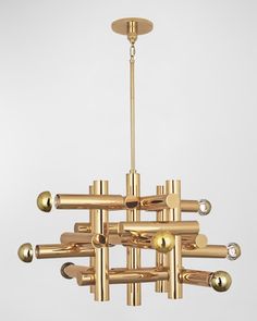 a golden chandelier hanging from the ceiling