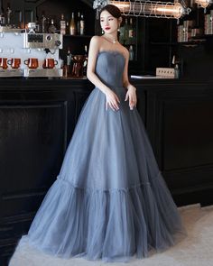 Blue Tulle Prom Evening Dress, A-line Tulle Evening Dress For Homecoming, Blue Tulle Evening Dress For Prom, Blue Tulle Ball Gown For Prom, Light Blue Tulle Ball Gown For Banquet, Light Blue Tulle Evening Dress, Blue Tulle Ball Gown For Homecoming, Light Blue A-line Prom Evening Dress, Light Blue Tulle Ball Gown For Prom