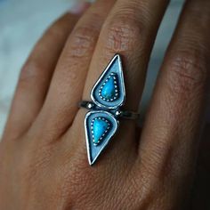 Solid 925 sterling silver Genuine turquoise Size: adjustable, fits all sizes Handmade by Sowell Jewelry Stamped 'SJ' & '925' Funky Ring, Funky Rings, Sterling Silver Rings Turquoise, Ring Turquoise, Dope Jewelry, Funky Jewelry, Western Jewelry, Turquoise Rings, Boho Ring