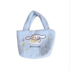 Small Cinnamoroll Handbag Is The Perfect Sanrio-Style! Its Adorable Fuzzy Plush Design Makes It Super Soft To Touch And Stylish Kawaii Light Blue School Bag, Kawaii Blue Shoulder Bag, Cute Blue School Bag, Blue Harajuku Shoulder Bag For Daily Use, Blue Harajuku Style Shoulder Bag For Daily Use, Playful Blue Shoulder Bag For School, Blue Harajuku Style Rectangular Shoulder Bag, Blue Kawaii Bag With Cute Design, Blue Kawaii Shoulder Bag For Everyday Use