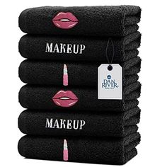 Dan River embroidered makeup-removing towels are made from 100% cotton material, making these face towels soft-to-touch and perfect for cleaning your face and body. These makeup towels measure 13x13 inches and come with a selection of trendy and cute embroidery designs that make them a must-have accessory for your skin-care and makeup-removing routine. The towels are perfect for everyday use and the pack of 6 ensures you have a fresh and clean face towel handy every time. The unique embroidery d Makeup Remover Towel, Makeup Towel, Gentle Face Wash, Black Towels, Cute Embroidery, Luxury Towels, Lipstick Makeup, Face Towel, Clean Face