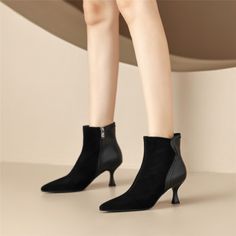 As low as US$68.00 Elegant Black Low Heel Booties, Elegant Booties With Padded Ankle And Round Toe, Elegant Pointed Toe Booties With Padded Ankle, Elegant Fitted Booties With Low Heel, Elegant Fitted Low Heel Booties, Elegant Low Heel Winter Booties, Elegant Winter Booties With Low Heel, Mid Heel, Business Casual