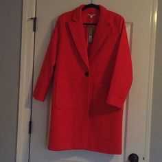 Nwt Gorgeous Name Brand Heavy Duty Red Winter Coat. Seems Like Would Fit Large As Well Depending On Layering. Red Winter Coat, Gray Wool Coat, Dressy Jackets, Navy Coat, Long Coat Jacket, Leopard Print Jacket, Acrylic Sweater, Argyle Sweater, Gianni Bini