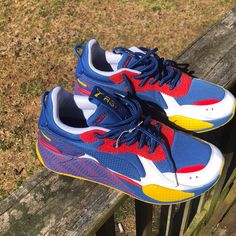 Puma Running Shoe. Rs-X Nwot Never Worn. Yellow Puma Running Sneakers, Yellow Puma Sneakers For Running, Yellow Sporty Sneakers With Puma Logo, Sporty Yellow Puma Sneakers, Sporty Yellow Sneakers With Puma Logo, Blue Puma Sneakers For Sports, Puma Rsx, Puma Rs X, Puma Running Shoes