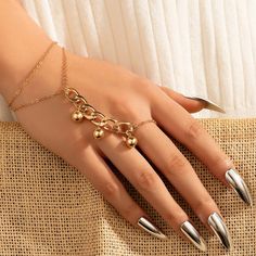 Main Stone Color: RI21Y0634-1 Nail Bracelet Women, Ring Party Jewelry, Finger Bracelets, Hip Hop Chains, Ring Bracelet Chain, Hand Accessories, Vintage Punk, Finger Rings, Charm Rings