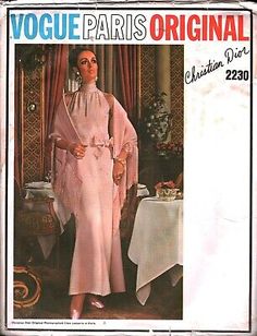 2230 Vintage Vogue Sewing Pattern Misses One Piece Evening Dress Stole Dior 14  | eBay Dior Pattern, 60s Vogue, Christian Dior Dress, Christian Dior Designer, Dress Stole, Vintage Vogue Patterns, Vintage Vogue Sewing Patterns, Vogue Vintage, Dior Dress