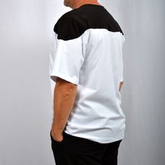 We have some wonderful two tone tees made in unusual patchwork designs. These white and black shirts are great for streetwear as well as your alternative fashion look. It's comfortable unisex wear is flattering for both men and women. Unique design will help you to show your personality. In our t-shirts use high-quality ring-spun cotton. T-shirts made from ring-spun cotton fabric are very airy, durable and easy to clean. * High quality Products * Fabric: 97% cotton, 3% Elastan; * Weight: 190 g/m Sporty Cotton T-shirt With Patchwork, Cotton Patchwork Shirt For Streetwear, Short Sleeve Patchwork Shirt For Streetwear, Sporty Cotton T-shirt With Patchwork Details, Patchwork Short Sleeve Shirt For Streetwear, Sporty Patchwork Cotton T-shirt, Black Cotton Patchwork Tops, Patchwork Cotton Tops For Streetwear, Cotton Patchwork Top For Streetwear