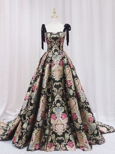 Cheap Evening Gowns, Floral Floor, Cheap Prom Dresses Long, Black Evening Dress, Satin Noir, Floor Length Prom Dresses, Elegant Party Dresses, Black Prom, فستان سهرة