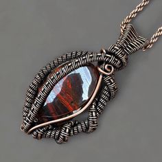 gorgeous copper wire jewelry   sunstone best gift for her  it made pure handmade work  you can also contact for custom designs Teeth Nails, Copper Jewelry Handmade, Copper Wire Jewelry, Larimar Stone, Gifts Anniversary, Copper Pendant, Copper Pendants, Tiger's Eye, Copper Jewelry