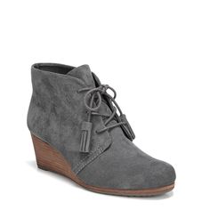 A bestselling boot with standout style and comfort. Lace Up Wedge Boots, Wedge Bootie, Lace Up Wedges, Recycled Bottles, Famous Footwear, Ankle Bootie, Shoes Booties, Eco Conscious, Grey Fabric