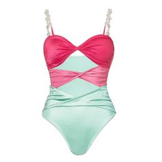 DETAILS One piece swimsuit and skirt Pads Shiny Texture Cold gentle machine wash Elastane/Spandex Pearl decor Cut-out Color block Product ID: YS220907009