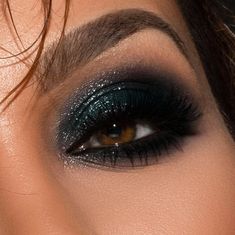 Dose of Colors Nightsky is a slightly cool-toned, very dark green with a sparkle finish. It is a permanent eyeshadow that retails for $28.00 is a Full size product at 0.08 oz. This product is currently on back order and will be back in stock before December 15th 2022. You may place your pre-orders as the stock is very limited and already selling out. currently we have 4 left to sell if your interested and would like to purchase now. We will keep you updated. **All pre-purchase orders will receiv Make Up Designs, Elegantes Makeup, Top Makeup Products, Elegant Makeup, Dose Of Colors, Smokey Eyes, Eye Makeup Art