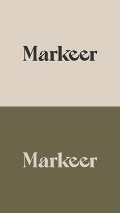 two different logos with the words market and marker in black, white and brown