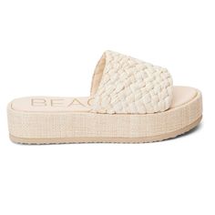 PRICES MAY VARY. Raffia upper Synthetic leather lining Padded insole Slip on style 1.5 inch platform Athletic Sandals, Espadrilles Platform, Band Design, Woven Raffia, Platform Slides, Next Clothes, Woman Beach, Beach Shoes, Girls Boots