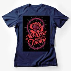 Gothic Rose T-Shirt, No Rose Without a Thorn Motif, Black and Red, Floral Graphic Tee, Unisex Fashion Female T-Shirt Custom graphic T-Shirt.Customize your color Maternity Graphic Tees, Moon Graphic Tee, Mens Tees Fashion, Gothic Rose, Animal Graphic Tee, Smart Casual Wear, Text Tee, Rose Shirts, Rose T Shirt