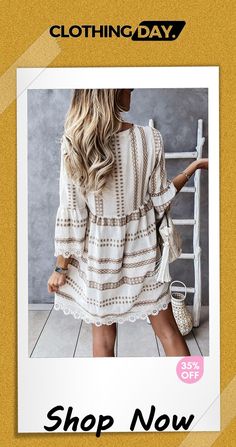 An Exotic Escape Lace Mini Dress Summer Long Sleeve Mini Dress With Lace Trim, Beach Season Mini Dress With Lace Trim, Vacation Mini-length Shift Dress, Vacation Shift Dress With Mini Length, Shift Mini Dress For Vacation, Chic Boho Long Sleeve Dress For Summer, Chic Long Sleeve Boho Dress For Summer, Non-stretch Summer Dress With Lace Trim, Chic Long-sleeved Boho Dress For Summer