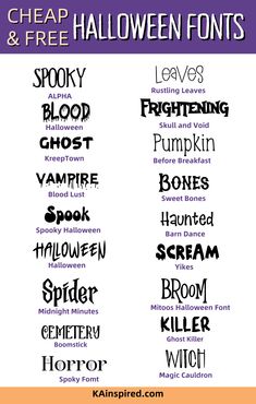 BEST HALLOWEN FONT FOR CRICUT Spooky Lettering Halloween Fonts, Free Spooky Fonts, Happy Halloween Font, Witch Font, Halloween Fonts Alphabet, Space Halloween, Beginner Cricut, Free Cursive Fonts, Fall Fonts