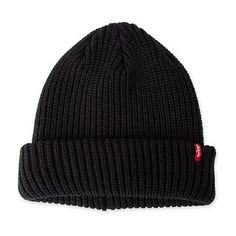 This simple and versatile beanie from Levi's is a must-have accessory for the colder months. The stretchy soft knit fabric and cuffed design ensure a snug and comfortable fit - making it perfect for outdoor activities or everyday wear.Base Material: 100% AcrylicCare: Spot CleanBrim Width: 3 InchCountry of Origin: Imported Adjustable Cotton Beanie For Winter, Black Winter Hat For Everyday Use, Black Hat For Everyday Winter Wear, Casual Black Beanie, Basic Black Beanie One Size Fits Most, Black Ribbed Hat For Fall, Basic Adjustable Winter Beanie, Black Winter Beanie For Everyday Wear, Basic Black Beanie For Winter