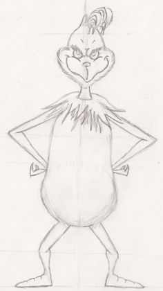 a pencil drawing of a cartoon character holding his hands on his hips and looking at the camera