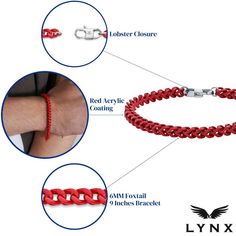 Add a bold pop of color to your look with this stylish LYNX men's Franco chain bracelet.Click on this JEWELRY & WATCHES GUIDE to learn about fit, styles, materials and more! Length: 9 in. Chain width: 8 mm Chain type: franco Clasp: lobster claw Metal: stainless steel Finish: polished Additional details: red acrylic coating Packaging: boxed Please note, due to the high value of this item, a signature may be required upon delivery. Size: 9". Gender: male. Age Group: adult. Red Metal Chain Bracelet, Red Metal Bracelet With Adjustable Chain, Jewelry Clasps, Lynx, Chain Bracelet, Jewelry Watches, Mens Jewelry, Color Pop, Stainless Steel