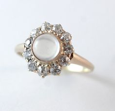 Victorian Moonstone European Cut Diamond 14k Rose Gold Halo Ring Size 6 | eBay Rose Gold Halo Ring, Gold Halo Ring, Rose Gold Halo, 14k Rose Gold Ring, Gold Halo, European Cut Diamonds, Victorian Jewelry, Moonstone Ring, Halo Ring