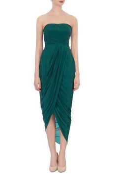 Shop for Aqube by Amber Green Draped Dress With Net Cape for Women Online at Aza Fashions Pre-draped Green Evening Dress, Green Draped Evening Dress For Party, Green Pre-draped Evening Dress, Pre-draped Green Draped Evening Dress, Green Pre-draped Party Evening Dress, Green Draped Evening Dress, Green Draped Cocktail Dress, Green Draped Dress For Gala, Chic Green Draped Evening Dress