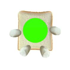 a piece of bread with marshmallows on it and a green circle in the middle