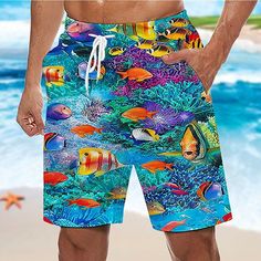 Category:WE-Pants; Season:Summer; Fabric:Polyester; Gender:Men's; Style:Hawaiian,Boho; Elasticity:Micro-elastic; Occasion:Beach,Casual,Daily,Holiday; Fit Type:Regular Fit; Function:Quick Dry; Waistline:Mid Waist; Pattern:Ocean,Fish,Graphic Prints; Design:with Mesh lining,3D Print,Elastic Waist,Drawstring; Pants Type:Swim Trunks,Board Shorts,Swim Shorts; Fly Type:Elasticity,Drawstring; Front page:FF; Listing Date:03/15/2023; Production mode:External procurement; Hips:; Length:; Waist:; Fit US Siz Mens Printed Shorts, Fish Ocean, Ocean Design, Daily Holidays, Ocean Fishing, Mens Boardshorts, Beach Casual, Type Of Pants, Boho Casual