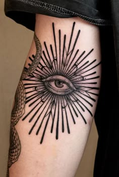 an all seeing eye tattoo on the leg