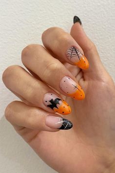 You'll find 35 cute orange Halloween nails here. Need ideas for this fall? Check out these spooky nail art designs and trends for 2024. They include pumpkin orange and black, white and grey nail gel polish colors. You'll find stickers and wraps inspiration for your acrylic nails. Check out short, long, almond shape, square, French manicure, glitter, simple and easy nails. Find subtle and flashy orange color ideas and beautiful halloween motifs here. Find simple fall (autumn) nail trends here. Orange Witchy Nails, Burnt Orange Halloween Nails, Critical Role Nail Art, Autumn Orange Nails, Orange Nails For Fall, Halloween Orange Nails, Orange Nails Halloween, Fall Nails Burnt Orange, Burnt Orange Nails Designs