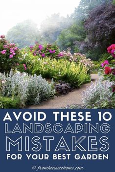 a garden filled with lots of flowers and plants that says avoid these 10 landscaping mistakes for your best garden