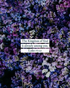 the kingdom of god is already among you luke 17 3 - 8 purple flowers with white lettering