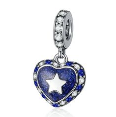 s925 Silver charm  celestial heart & star charm, comes with velvet gift pouch  Beautiful charms crafted from high-quality silver  Build your own charm bracelet with the array of charms available in my store.  Make your bracelet to your own individual unique style 💐 Fits pandora bracelet, can also be used as a necklace pendant As always thanks for viewing Celestial Charm Bracelet With Star Charm As Gift, Celestial Star Charm Bracelet Gift, Star Charm Round Pendant As Gift, Sterling Silver Heart Jewelry With Removable Charms, Sterling Silver Heart-shaped Jewelry With Removable Charms, Blue Charms Jewelry Gift, Silver Jewelry With Removable Heart Pendant Charms, Cubic Zirconia Charm Bracelet Gift, Celestial Silver Charm Bracelet