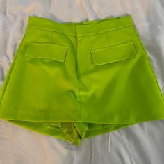 Never Worn. Was Too Small For Me. Adorable Bright Green Neon Skort. You Can See The Shorts In The Back - Skirt In The Front. Dress Up. Business Casual. Summer Shorts With Pockets For Night Out, Trendy High Waist Green Skort, Fitted Party Shorts With Pockets, Spring Party Shorts With Pockets, Party Shorts With Pockets For Spring, Green Short Skort For Summer, Green Short Summer Skort, High-waisted Party Shorts With Pockets, Casual Skort With Pockets For Night Out