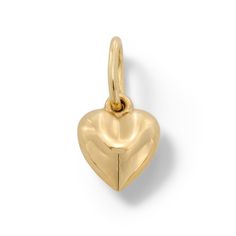 Open your heart to shimmering style! This puffy heart-shaped charm is crafted of 10K gold and features a sleek polished finish. It's an especially lovely look suspended from a favorite chain or bracelet (sold separately). Elegant 14k Gold Heart Charm, Elegant Yellow Gold Charms For Valentine's Day, Elegant Yellow Gold Heart Charm, Yellow Gold Heart Pendant Charms For Everyday, Everyday Yellow Gold Heart Pendant Charms, Valentine's Day Yellow Gold Pendant Charms, Valentine's Day Yellow Gold Charms, Elegant Heart Pendant Charm With Beads, Yellow Gold Heart Charm Pendant