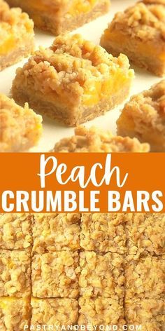 peach oatmeal bars with text overlay