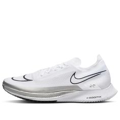 The Nike ZoomX Streakfly 'White Metallic Silver' is a sleek and stylish sneaker that offers a casual and relaxed look. With a lightweight and comfortable construction, it allows for flexible movement and is perfect for everyday wear. The design is inspired by the classic Nike ZoomX series, offering a timeless look with a modern twist. The white metallic silver colorway adds a subtle yet eye-catching touch, making it the perfect choice for all your active pursuits. Whether you're running, walking Spikes Running Shoes, Marathon Running Shoes, White Nike, Running Shoes Sneakers, Sneaker Collection, Nike Zoom, Stylish Sneakers, White Nikes, Perfect Pair