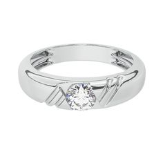 Perfect for a wedding day, anniversary or "just because" solitaire band. A simple look that features a single round lab grown diamond totaling 1/2 carat with I-J color and VS-SI clarity. The half channel set solitaire give it just the right light refraction, while the 2.5mm height* and 4.8mm width* provide a simple comfortable fit. The Sku number is 455296 IL Certificate available upon request. Cleaning Diamond Rings, Dimond Ring, Light Refraction, Solitaire Bands, Right Light, Jasper Ring, Jewelry Cleaning Solution, Types Of Diamonds, Channel Set