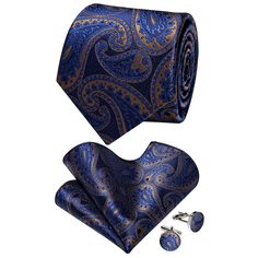 Material: Crafted with premium silk, this tie is made with a 2400-stitch jacquard weaving technique, offering a soft feel and intricate pattern. The fabric is thick, textured, and designed to resist wrinkles and deformation.Classic Size: Tie dimensions are 3.1'' × 59'' (8cm × 150cm); Pocket Square is 9.4'' × 9.4'' (24cm × 24cm). This set makes a thoughtful gift for birthdays, Christmas, Father's Day, Thanksgiving, or Halloween.Design: YourTies men’s ties are made from fine silk with a 2400-stitc Elegant Business Suit And Tie Accessories With Paisley Print, Elegant Paisley Print Tie As A Gift, Elegant Paisley Print Ties As Gift, Elegant Paisley Print Suit And Tie Accessories For Gift, Dark Blue Tie, Weaving Craft, Necktie Set, Brown Paisley, Mens Ties