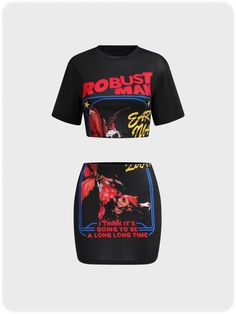 Buy Inexpensive Two-Piece Sets at Kollyy online store, SPU: 48Q5TW43C0F9, Color: Red Yellow Blue, Silhouette:S-Line, Thickness:Regular. Fitted Red Tops With Character Print, Fitted Red Top With Character Print, Fitted Black Sets With Letter Print, Fitted Red Top With All Over Print, Fitted Graphic Print Sets For Summer, Trendy Fitted Crew Neck Set, Black Printed Short Sleeve Sets, Fitted Summer Sets With Graphic Print, Summer Fitted Sets With Graphic Print