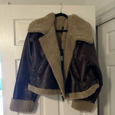 Its Brand New. Never Worn. Its Always Sold Out And Hard To Get On Fashion Nova. Its Too Big For Me And Their Return Process Is Too Much Work. Trendy Brown Leather Jacket With Faux Fur Lining, Brown Leather Jacket With Faux Fur Lining For Work, Fur Lined Leather Jacket, Leather Fur Jacket, Too Much Work, Fashion Nova Jackets, Fur Leather Jacket, Hard To Get, Fur Jacket