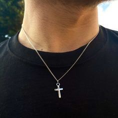 925 Sterling Silver Crucifix Pendant on Stainless Steel 1.5mm Chain The chain length is 20", please message us if you would like a different length of leave a note in the personalisation section. ✔️Sterling silver Plated with a White Gold Finish ✔️100% Nickel free - Ideal for daily wear. ✔️5 Times plated to guarantee quality & lasting finish. ✔️LIFETIME WARRANTY! Love them or get your money back. No questions asked! Please select gift wrapping to receive in a luxury wrapped jewellery box. DESIGN Minimalist Sterling Silver Necklace For Father's Day, Silver Crucifix Necklace For Everyday, Silver Cross Necklace With Curb Chain, Silver Cross Necklace With Curb Chain For Gift, Silver Curb Chain Jewelry For Father's Day, Father's Day Silver Curb Chain Jewelry, Men Cross Necklace, Cross Necklace Men, Mens Sterling Silver Necklace