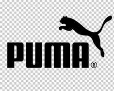 the puma logo on a white background, with black letters and a cat leaping