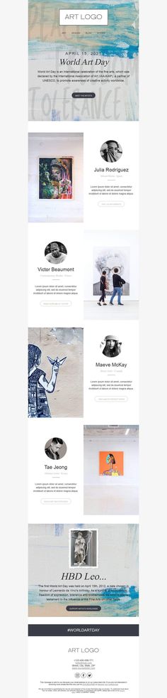 the website design for an art gallery