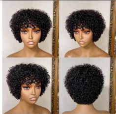 Top grade real Peruvian pixie cut pixie curly non lace Virgin Human Hair wig  Condition is New with tags. Dispatched with Royal Mail signed for Tappered style 😘 Exactly as pictured  Adjustable elastic band and comb to secure it is included  We guarantee the highest quality and we know you will not be disappointed  Thanks for stopping by Style Short Pixie, Short Box, Short Box Braids Hairstyles, Short Box Braids, Curly Bangs, Quality Wigs, Short Pixie Cut, Human Hair Wig, Short Wigs