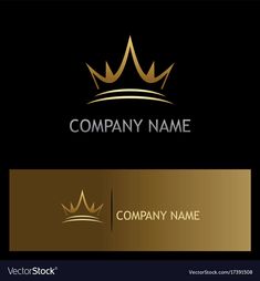 golden crown logo on black and gold business card design template for company identity or corporate identity